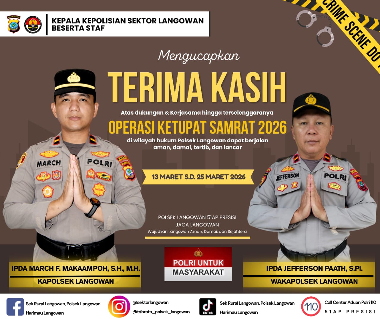 TERIMA KASIH UNTUK PELAKSANAAN OPERASI KETUPAT SAMRAT 2026